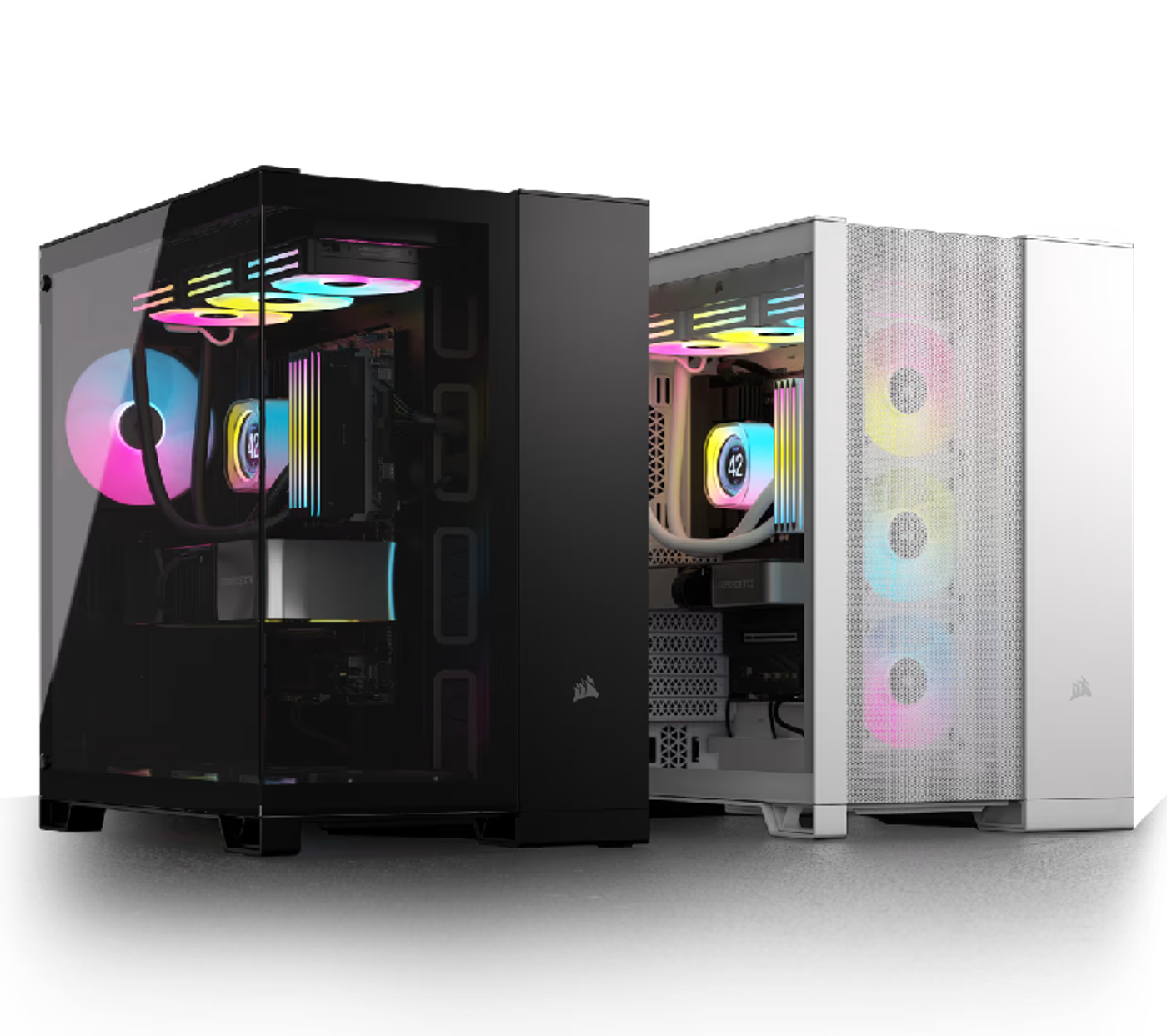 Corsair 6500 Series PC cases demonstrating alternative color and configuration choices